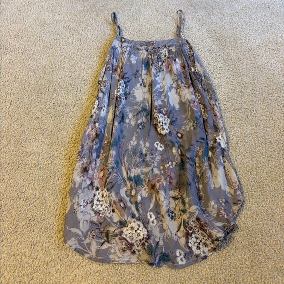 Bordeaux Floral 100% silk Tank Top - Lavender and Cream - Picture 3 of 3